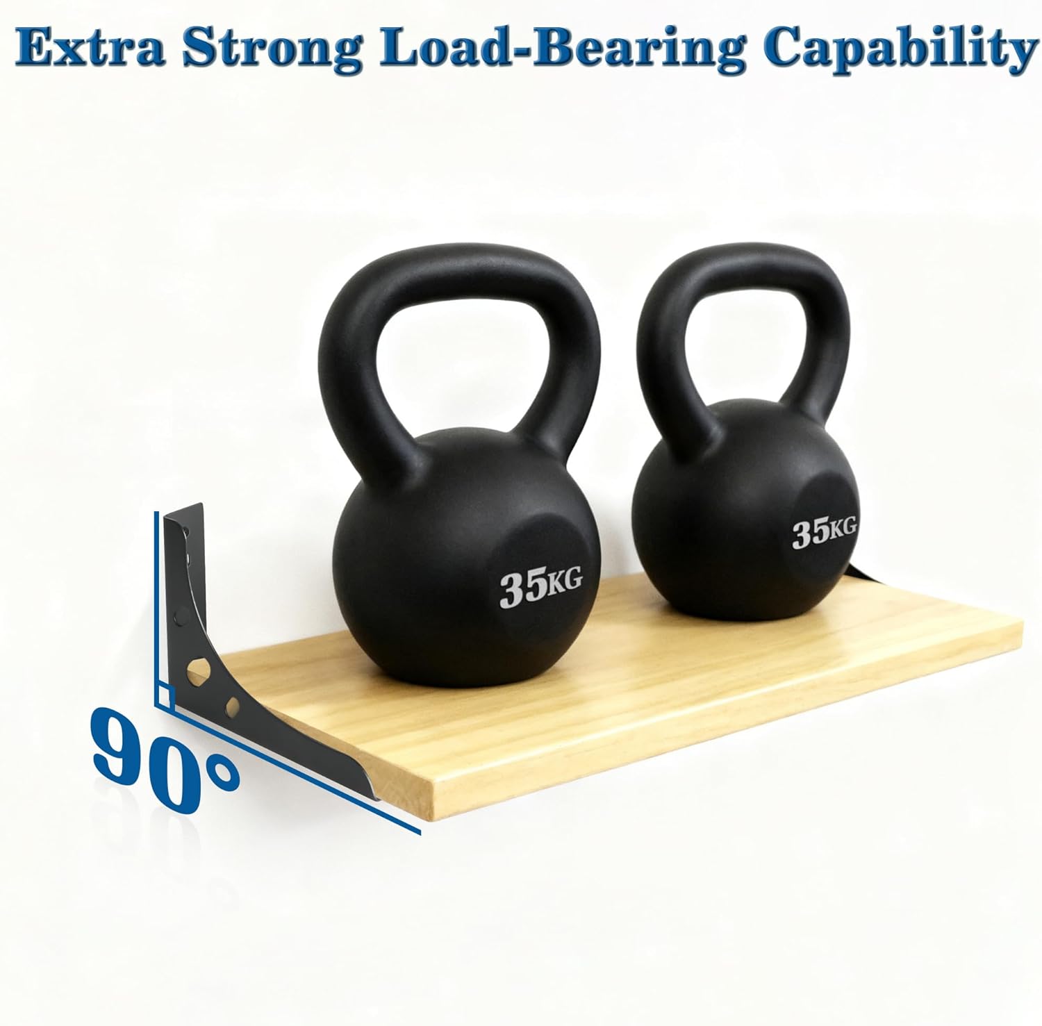 Thumbnail 6 de Mooche Black 90 Degree L Shelf Support Brackets (6Inch) for Floating Shelves