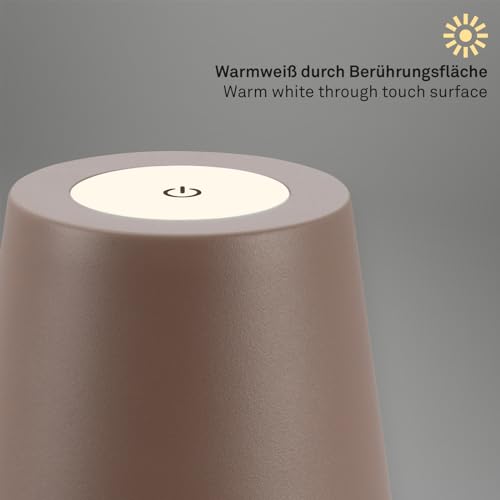 Detalle de Briloner Lampada da tavolo LED wireless con touch, regolabile in altezza, 2,5W 200 lm, ricaricabile – sabbia umbаra