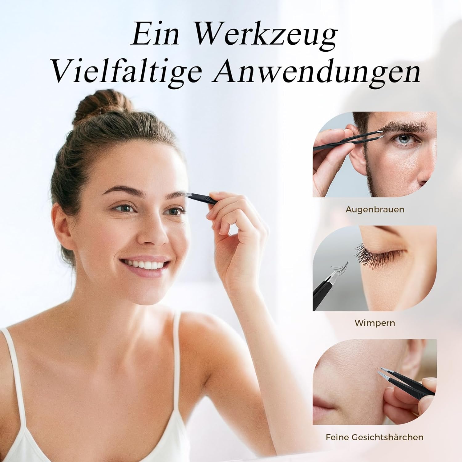 Thumbnail 4 de Upmore Pinzetten-Set mit rutschfestem Komfortgriff und mikro-geriffelten Spitzen – 3-tlg. Edelstahl-Set (Schwarz-01)