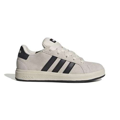 Detalle 2 de adidas Grand Court 00S Kinder Sneaker – Wonder White/Core Black/Cloud White (Größe 40 EU)