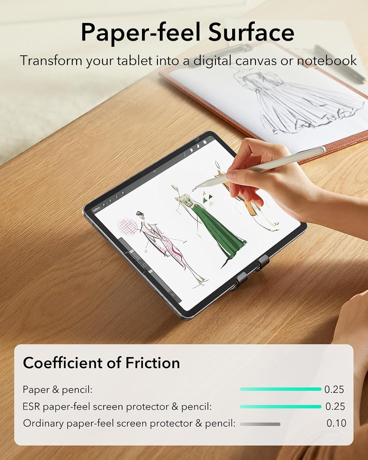 Thumbnail 4 de ESR Magnetisch Paper-Feel Schutzfolie für iPad Pro 11 (2022/2021/2020/2018) und iPad Air 5/4 – papierähnliches Schreiben, abnehmbar und wiederverwendbar