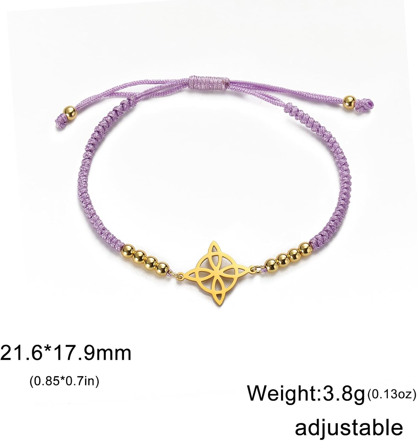 Thumbnail 5 de Bracelet nœud de sorcière VASSAGO en acier inoxydable, nœud celtique réglable en perles tressées