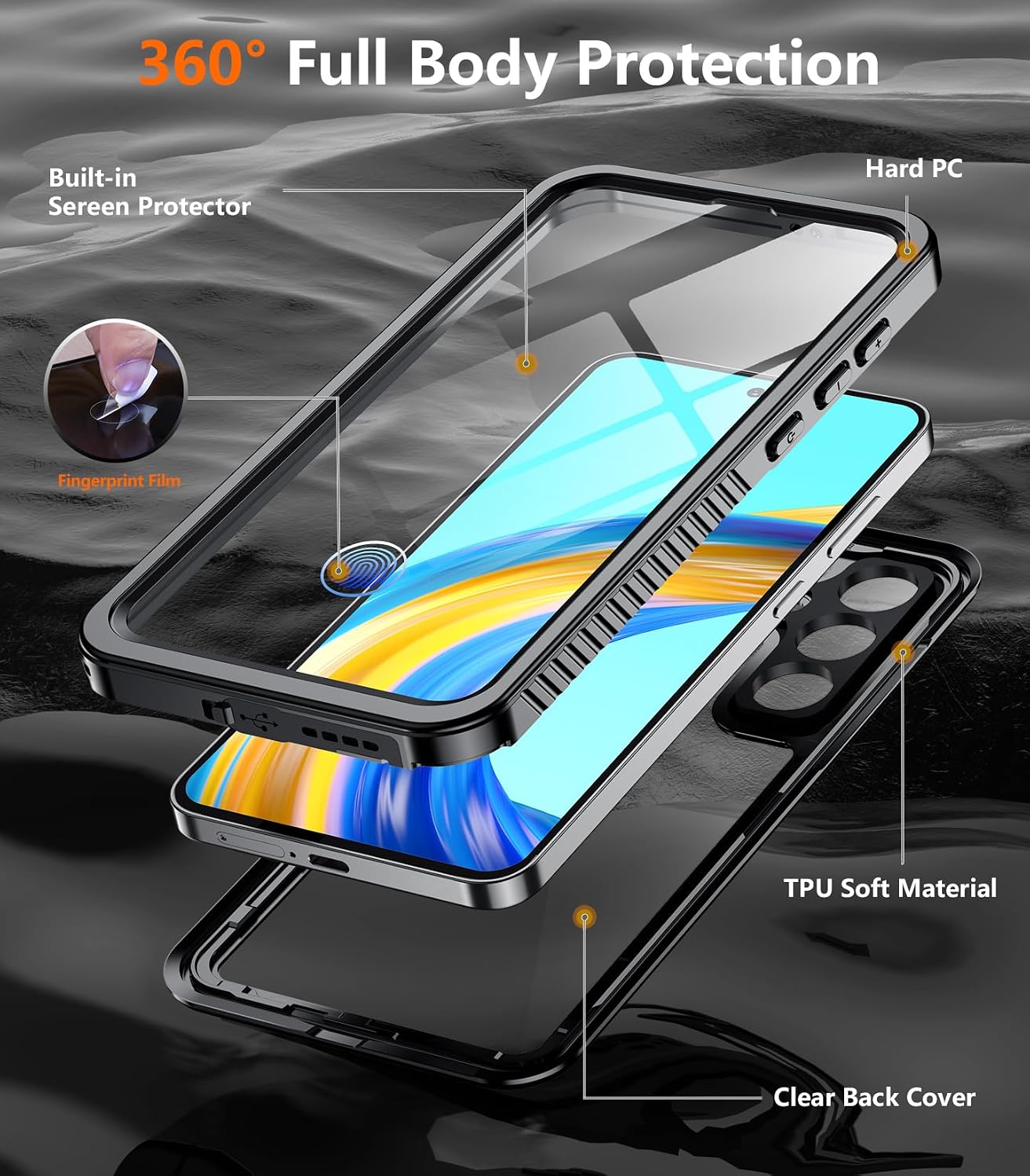 Thumbnail 3 de Temdan Samsung Galaxy S25 FE Waterproof Case 6.7"