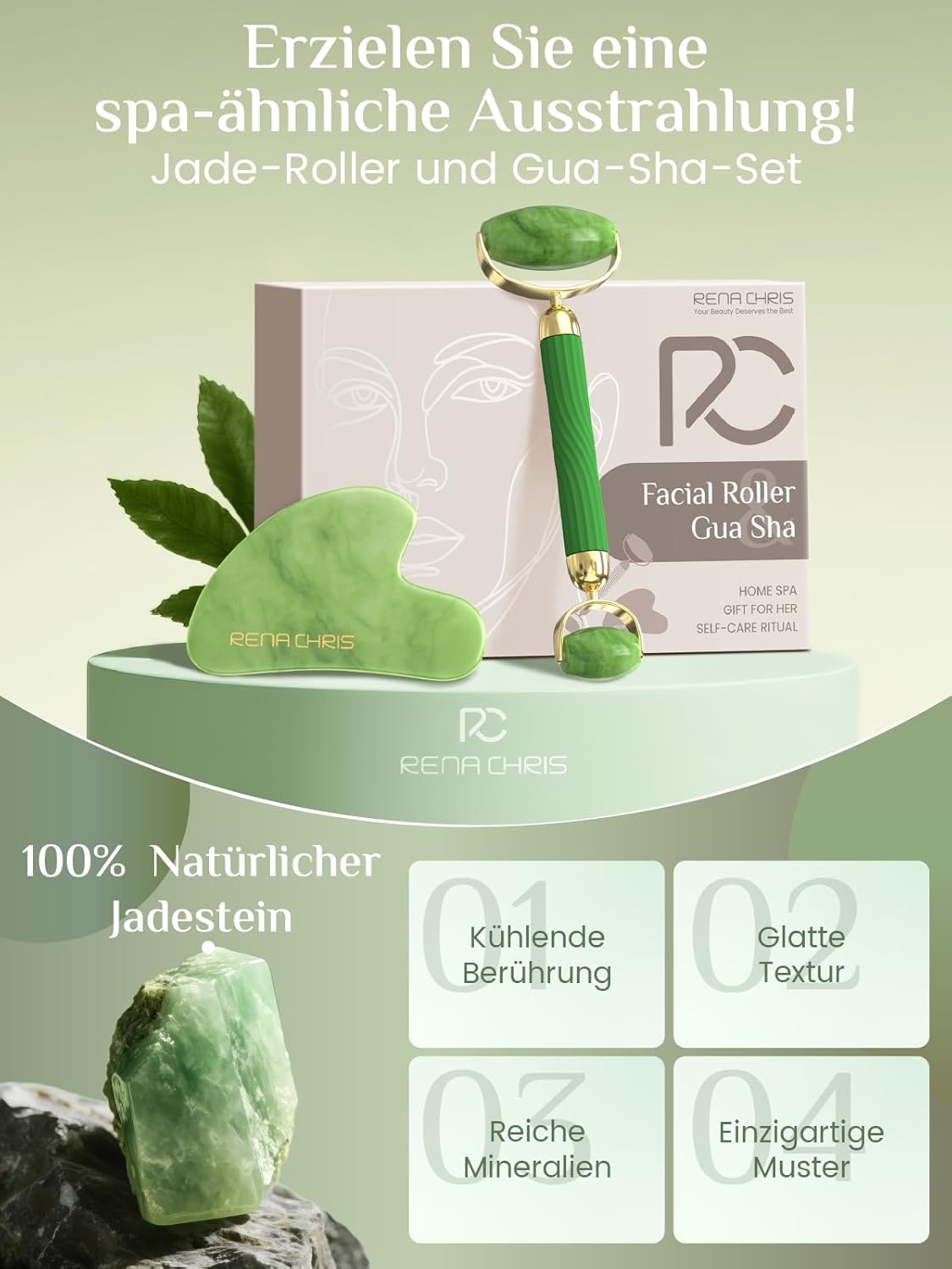 Detalle 2 de Rena Chris Jade Gua Sha Set