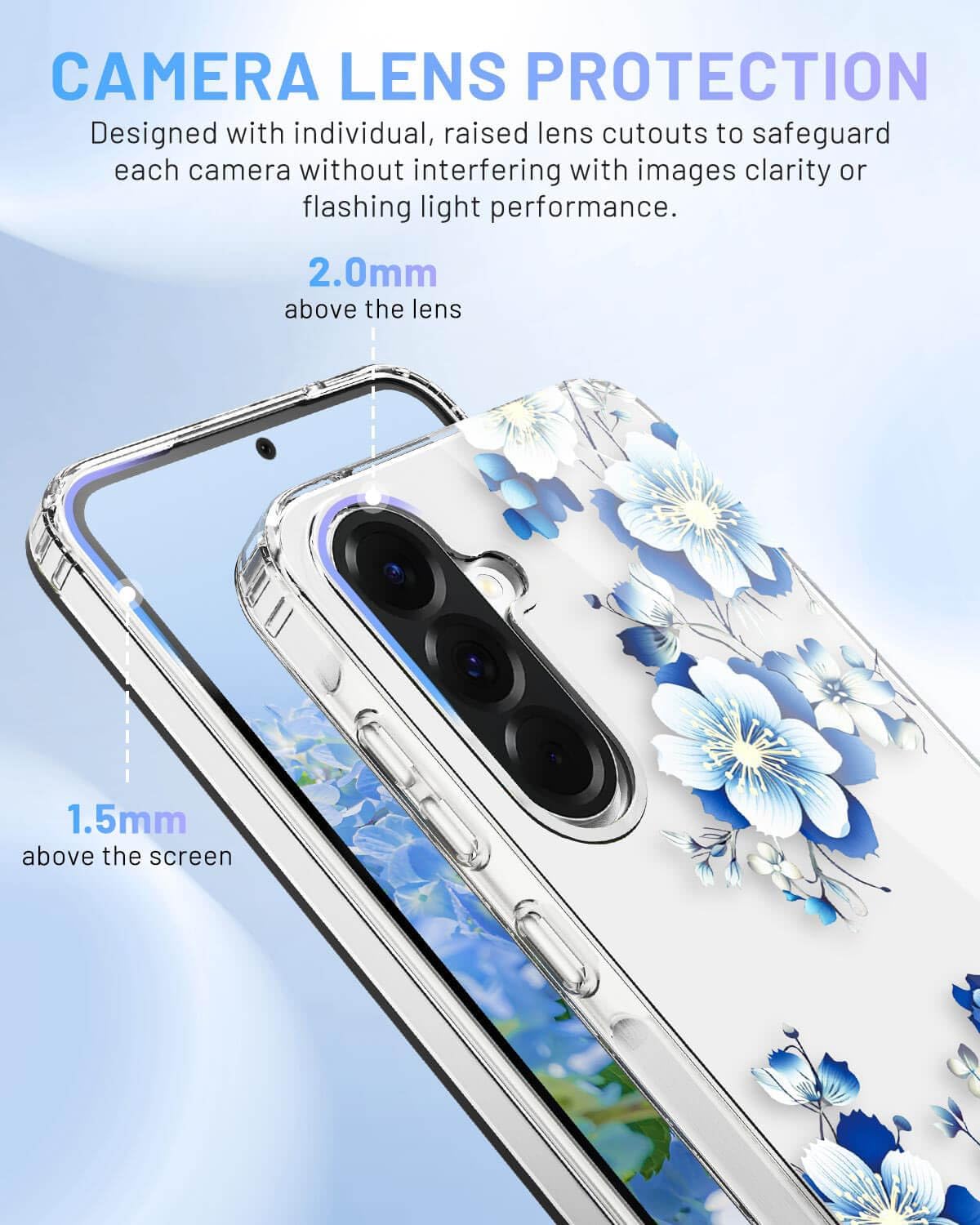 Thumbnail 1 de GOTOURED Floral Clear Case for Samsung Galaxy A56/A36 5G — Blue