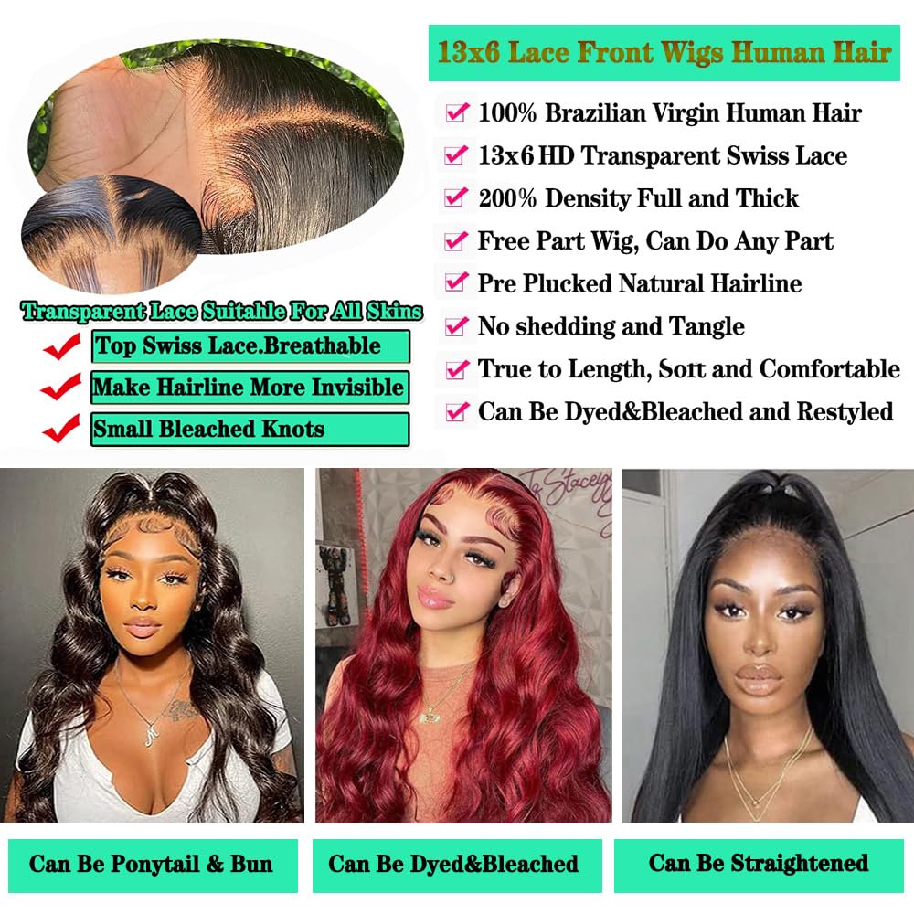 Thumbnail 4 de Fongly 13x6 HD Lace Front Body Wave Human Hair Wig (200% Density, 26 Inch)