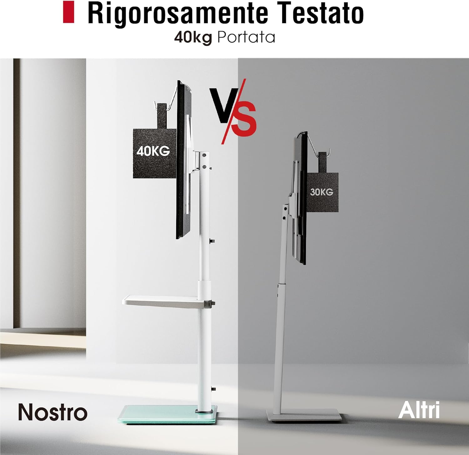 Thumbnail 6 de AOKCOS Supporto TV da Pavimento inclinabile per 32–70'' | Altezza regolabile, 12° di inclinazione, girevole, vesa 400x400 mm