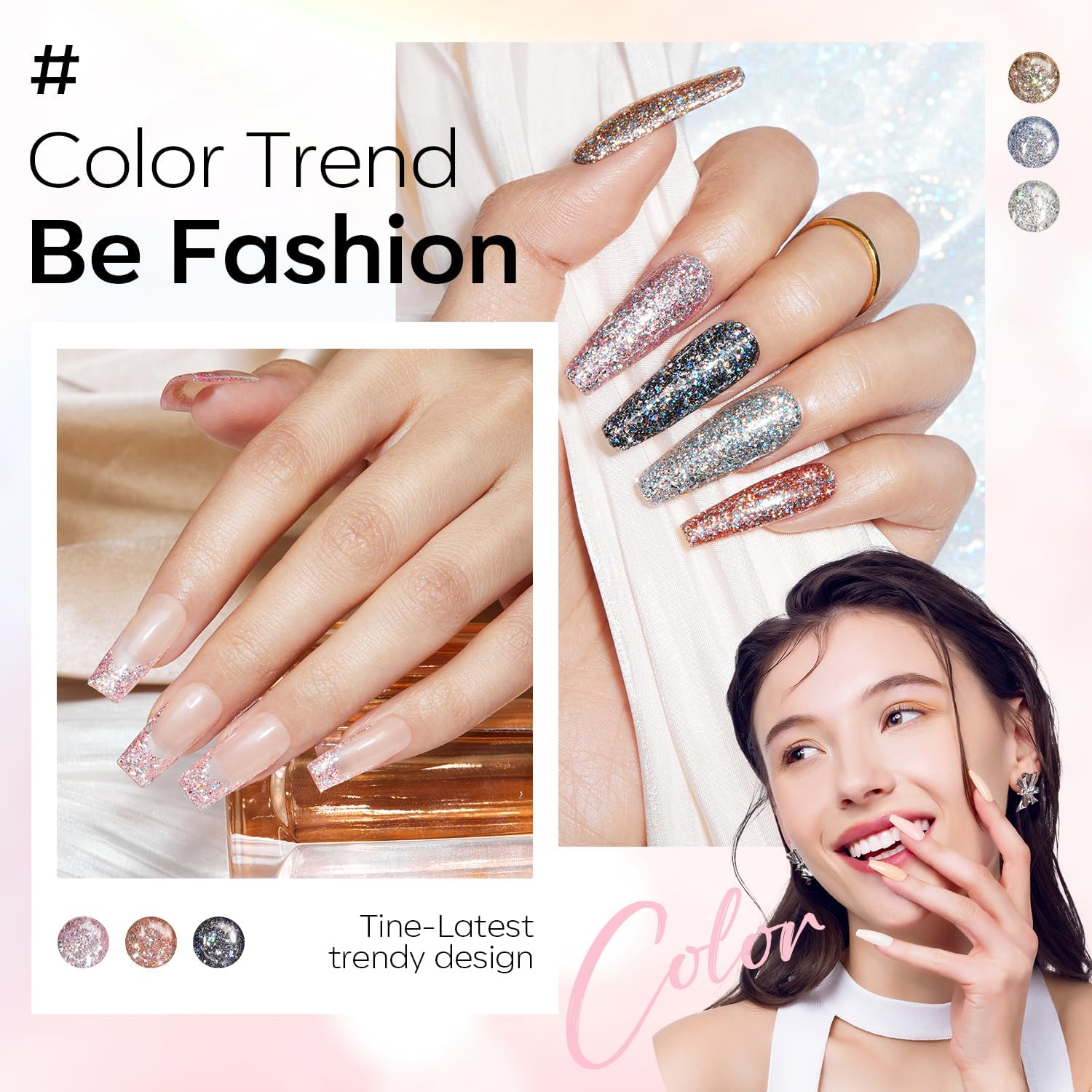 Thumbnail 2 de Modelones Vernis Semi Permanent pailleté : kit 6 couleurs pour nail art (gel à retirer, avec base et top requis)