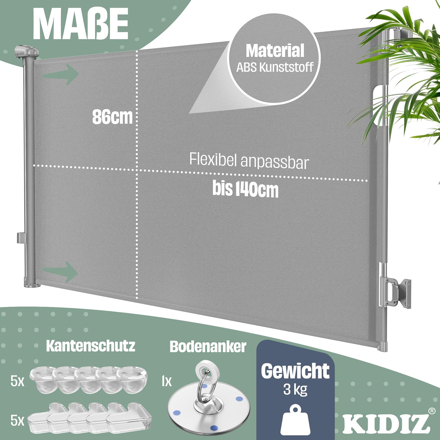 Detalle de KIDIZ Treppenschutzgitter 0–140 cm 🚪