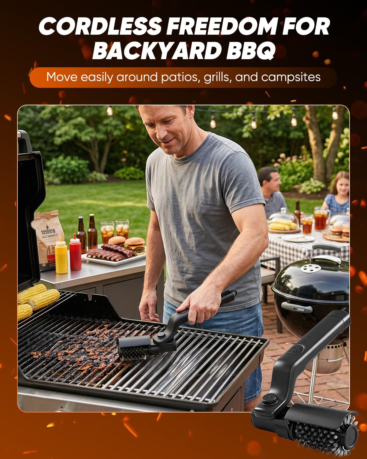 Detalle 2 de Saker Electric Grill Brush – Cordless 25W BBQ Cleaner with Adjustable Head