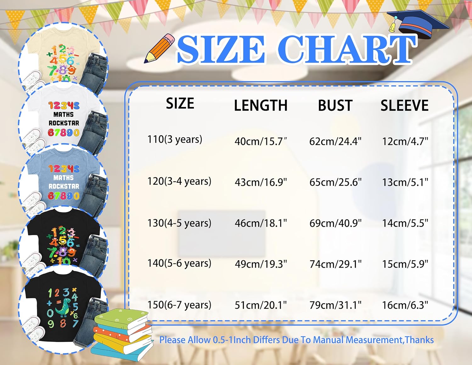 Detalle de tiorhooe Number Day Kids Maths T Shirt – 3 to 7 Years