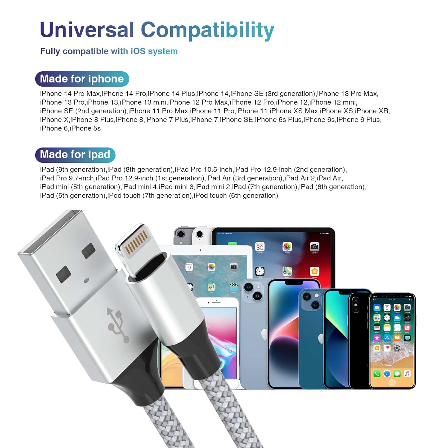 Thumbnail 6 de Durable iPhone Charger Cord 6FT 3-Pack (Apple MFi Certified) Lightning Cable