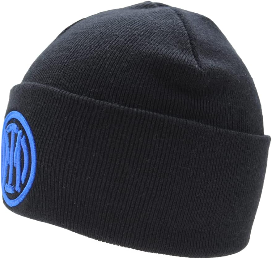 Detalle de Inter 153048 Knitted Hat, Black, Free Size, Embossed Blue Logo