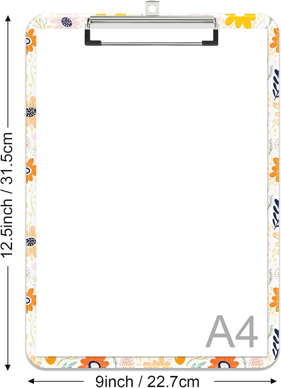 Detalle 2 de Rimilak Pattern Clipboard A4-Orange Flower Plastic Clipboard for A4 and Letter