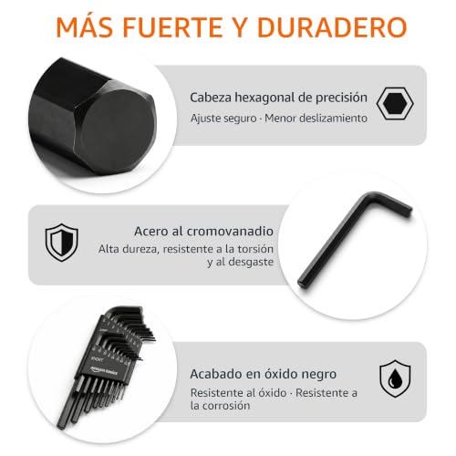 Thumbnail 4 de Amazon Basics Juego de 36 Llaves Allen Hexagonales: acero cromo-vanadio con 2 estuches