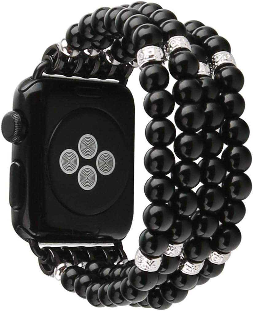 Detalle de GEMEK Pearl Beaded Elastic Apple Watch Strap (38/40/41mm) – Black