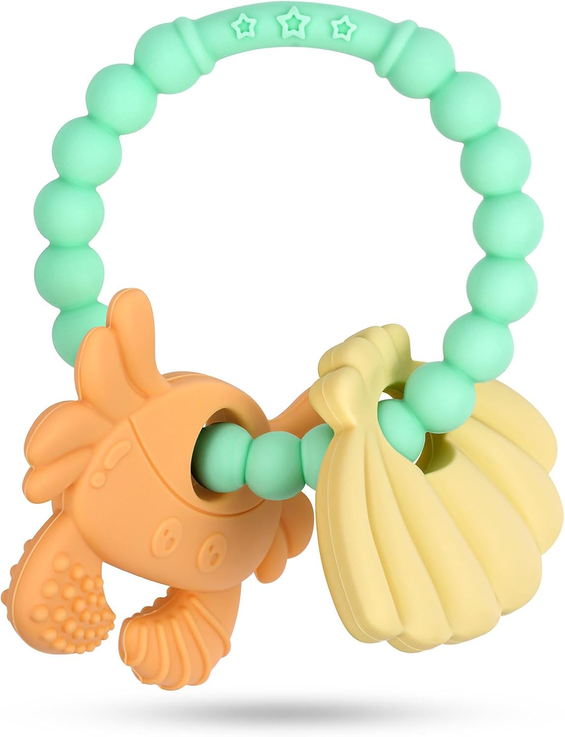 Detalle de Vicloon Silicone Teething Ring for Babies, Green Crab, BPA-Free