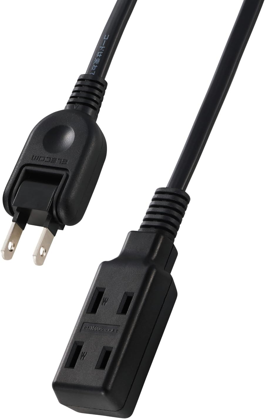 Detalle de エレコム ECT-4010BK 3個口電源タップ 1m・N極対応・180度スイングプラグ