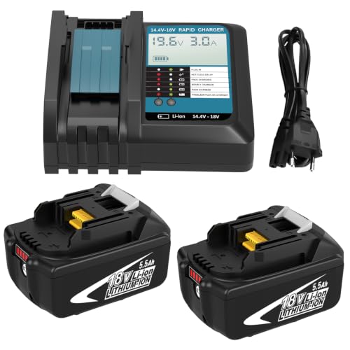 Detalle de Amoresbat, 2 baterías de 18 V y 5,5 Ah con cargador compatible con DC18RF