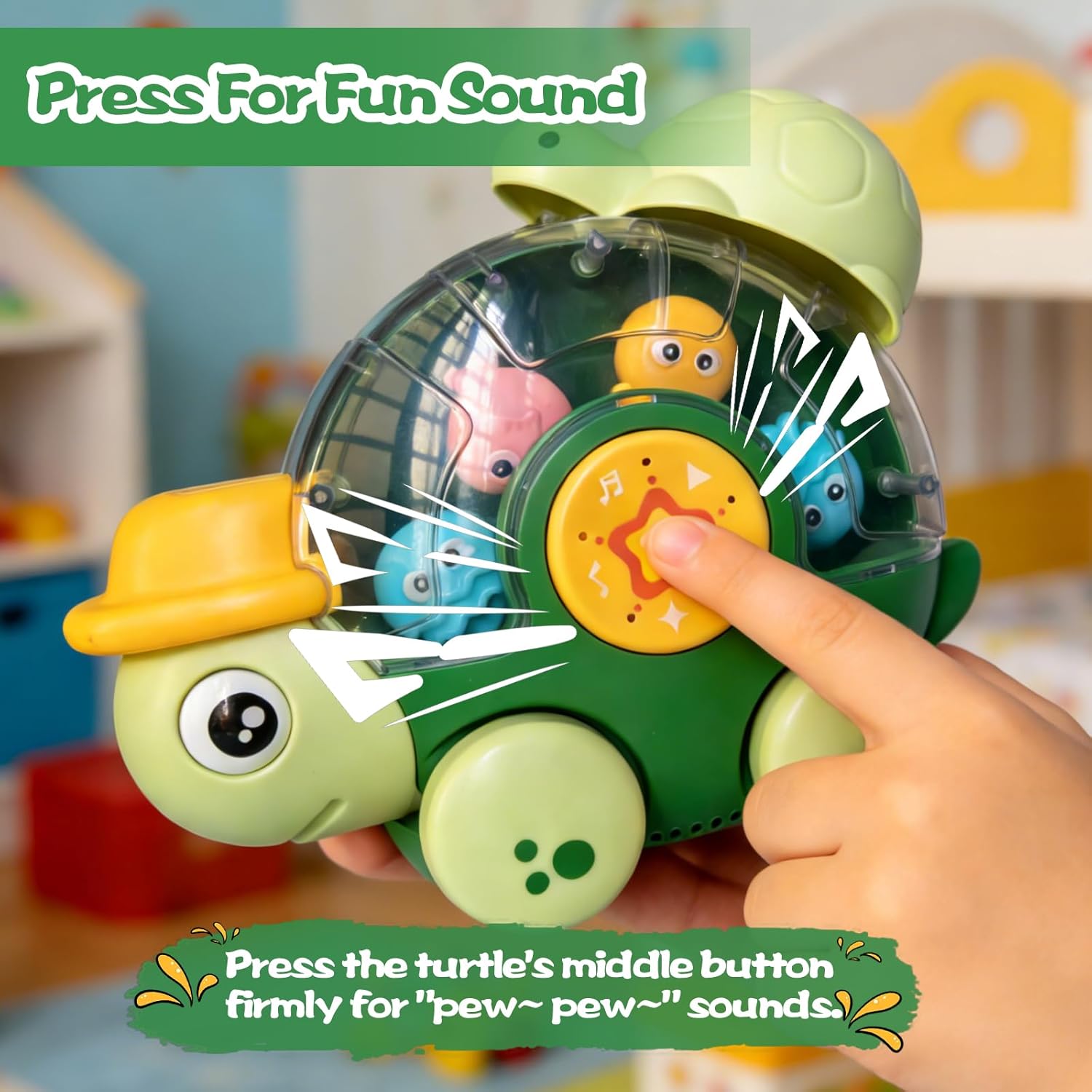 Detalle de Olensson Turtle Baby Bath Toy for Toddlers 1-3: BPA-Free Water Spinner with Rotating Eyes & Wheels