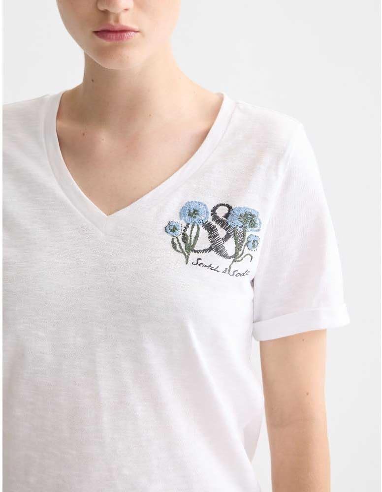 Detalle de Scotch & Soda Slub Chest Artwork T-Shirt Femme