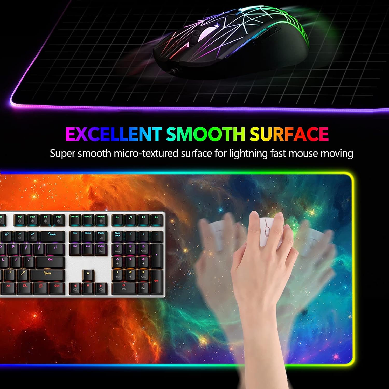 Thumbnail 2 de AIMSA Large RGB Gaming Mouse Pad, 35.4 x 15.8-Inch Galaxy Nebula Desk Mat