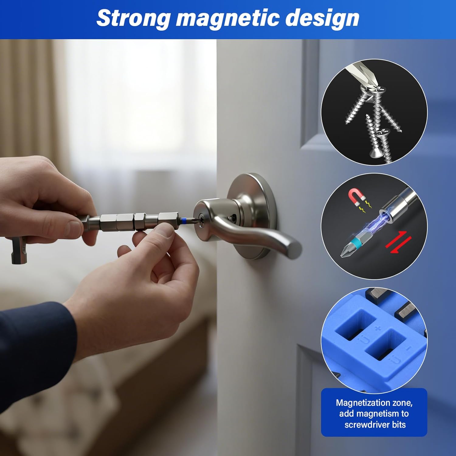Detalle 1 de Koeutoze 42-in-1 Ratchet Screwdriver Set with Magnetic S2 Bits (Blue)