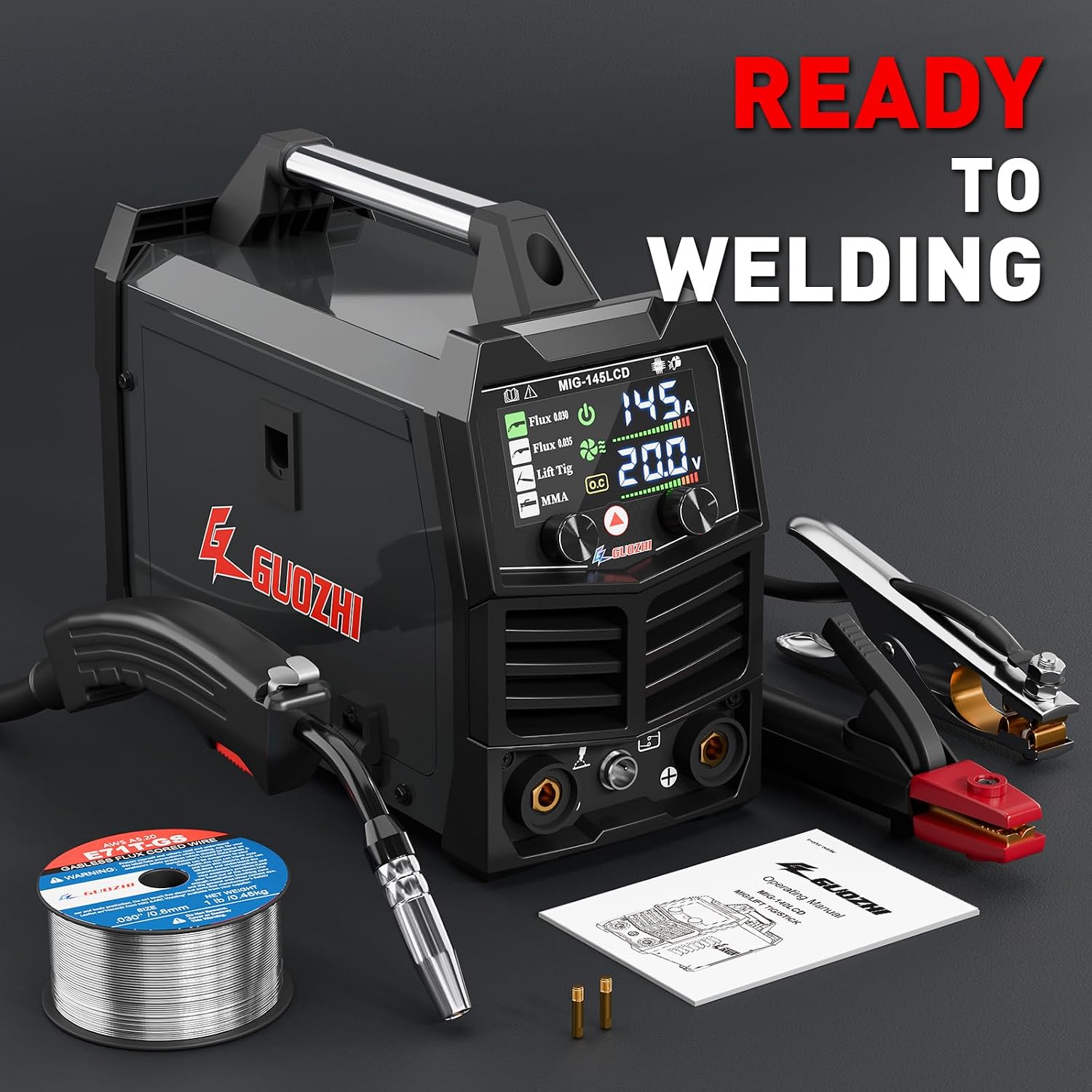 Thumbnail 6 de GZ GUOZHI 145A 3-in-1 MIG/ARC/Lift TIG Welder (110V) with Large LCD Display