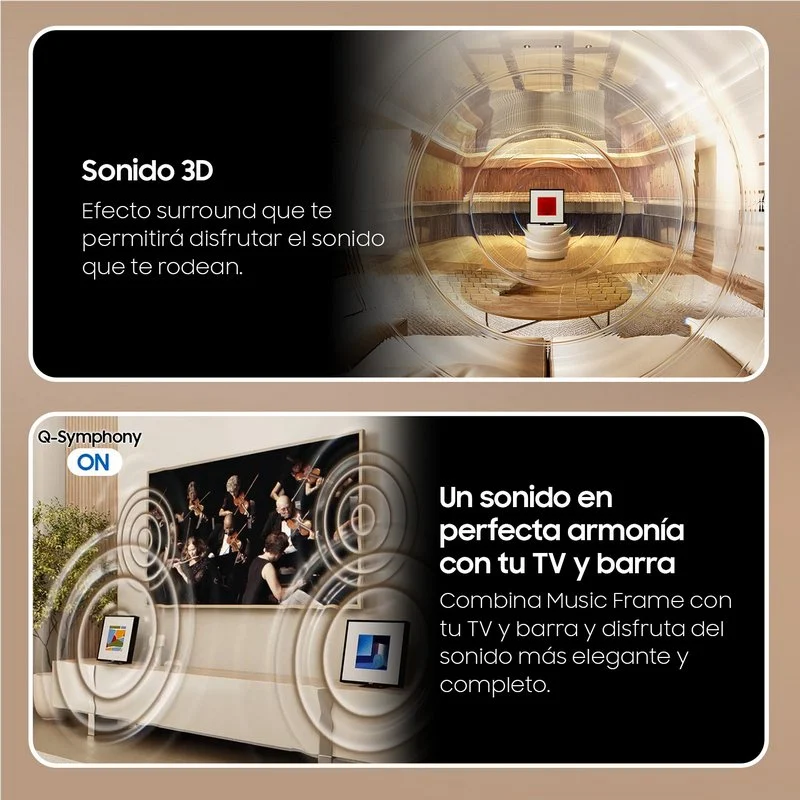 Detalle de Samsung HW-LS60D/EN Music Frame 2024: Altavoz 2.0 en diseño marco con sonido envolvente
