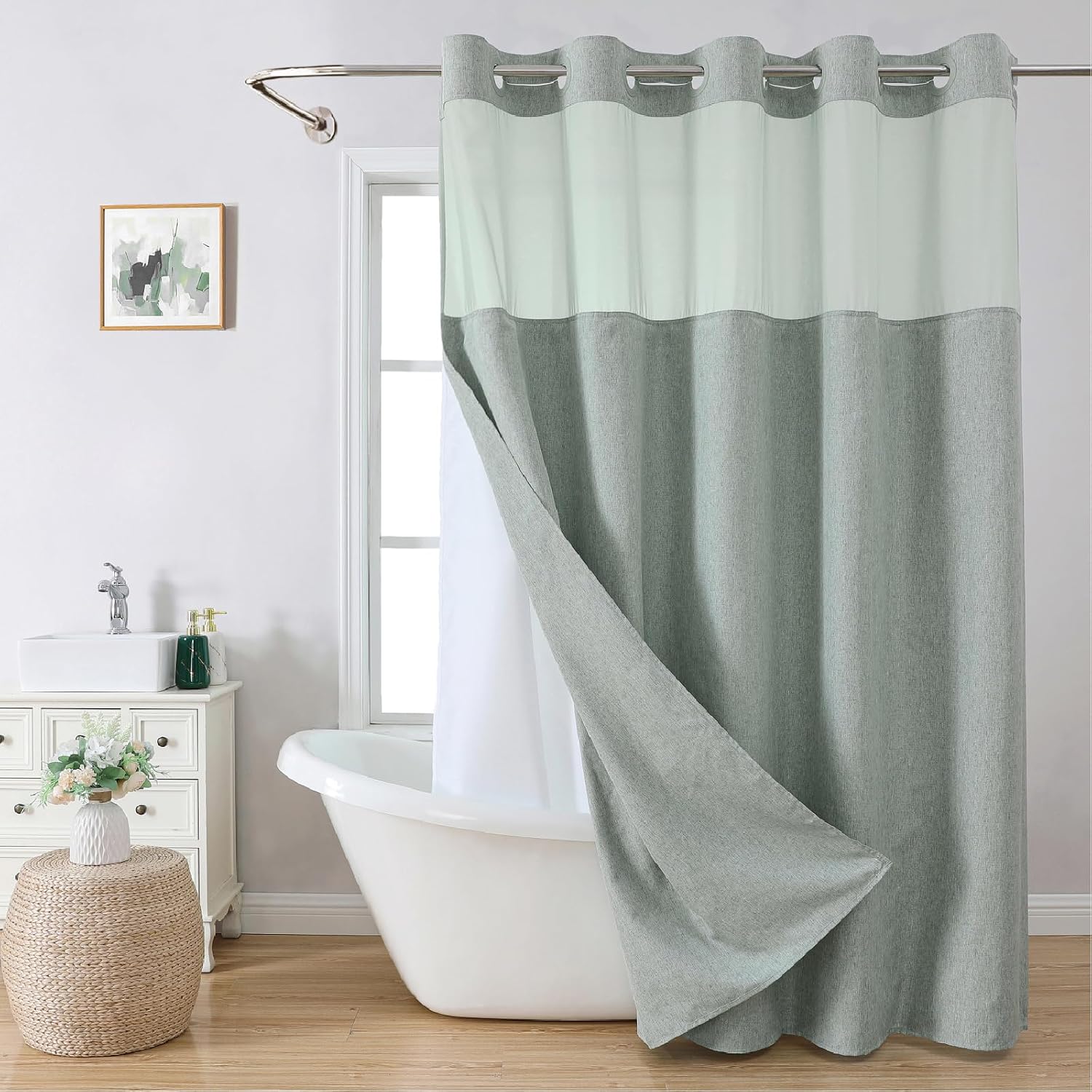 Detalle de eachope No Hooks Needed Shower Curtain 71x74