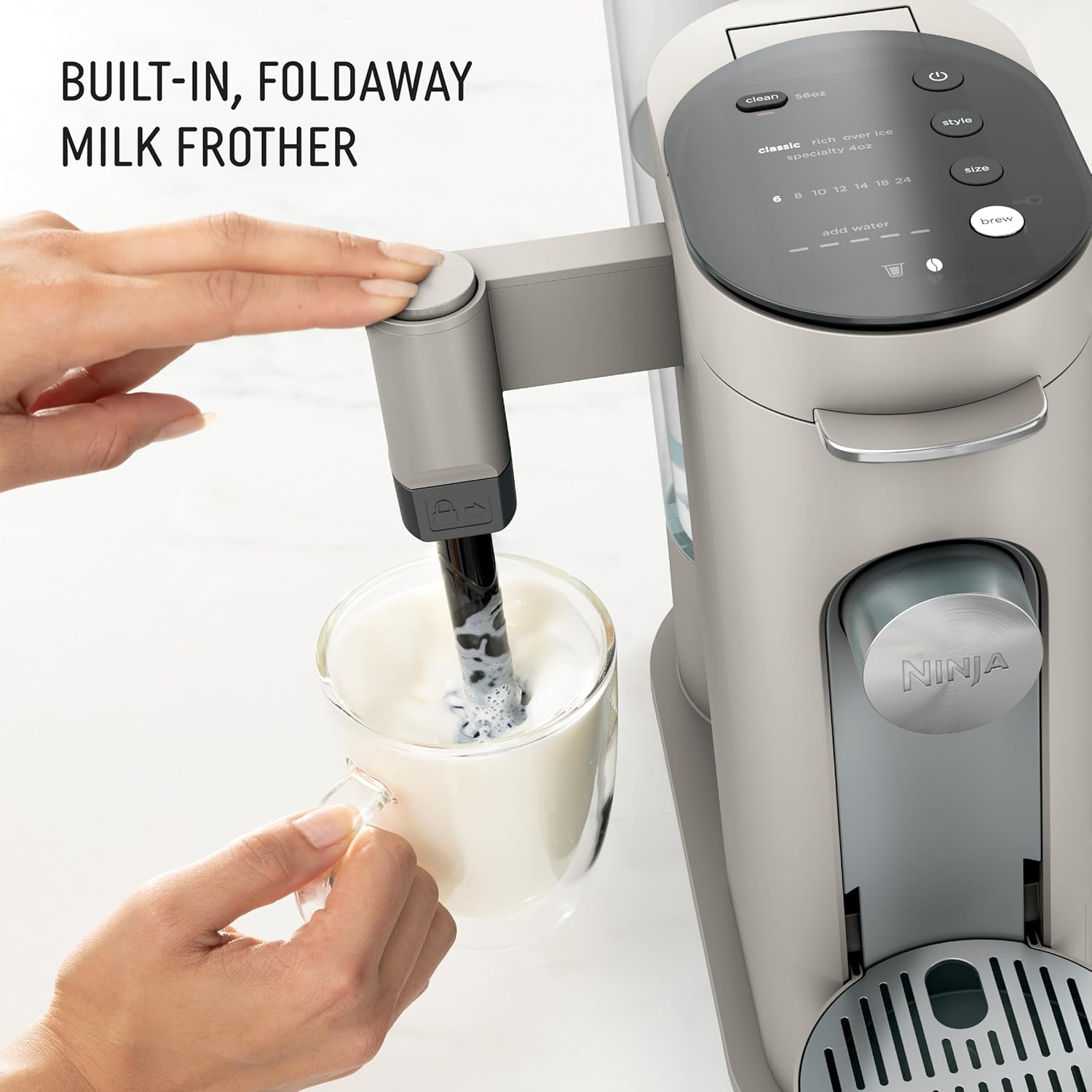 Detalle de Ninja Pod & Grounds: Compact Single-Serve Coffee Maker with Built-In Frother