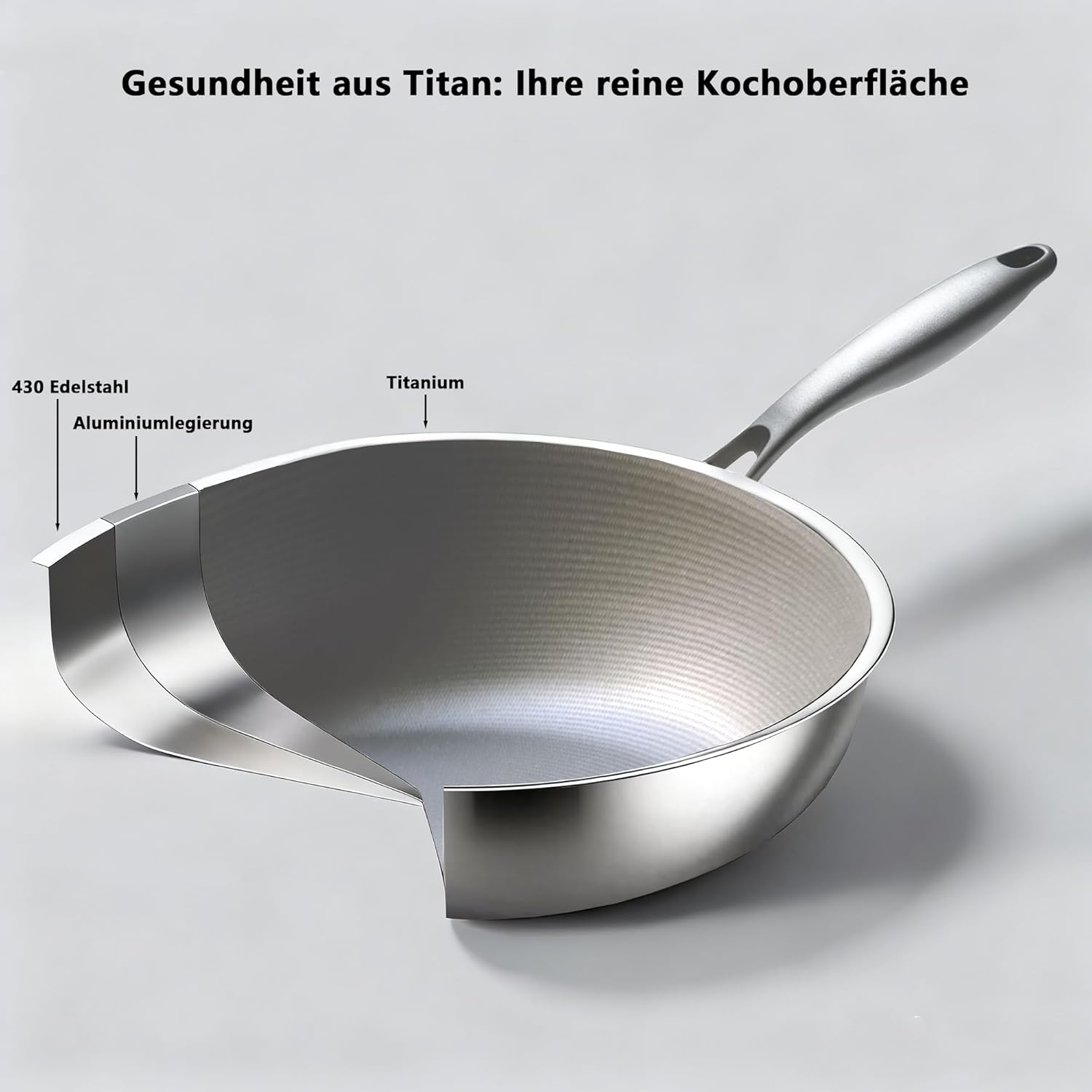 Thumbnail 2 de SSGP Titan-Wokpfanne 28–30 cm: unbeschichtet, PFOA-frei und kratzfest für Induktion & Gas