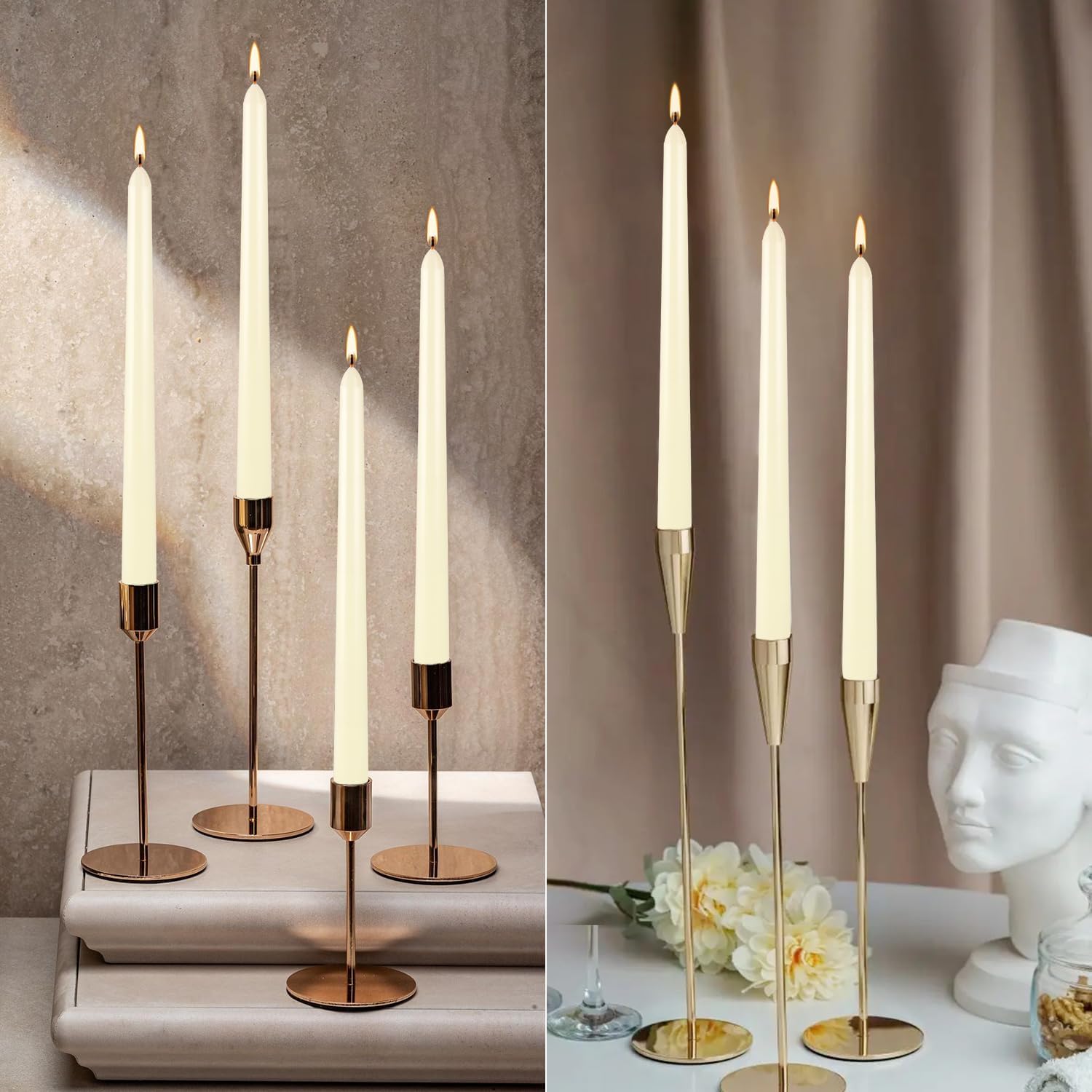 Detalle de YOROXRG Ivory White Taper Candles 0.8 x 10 Inch 36 Pack