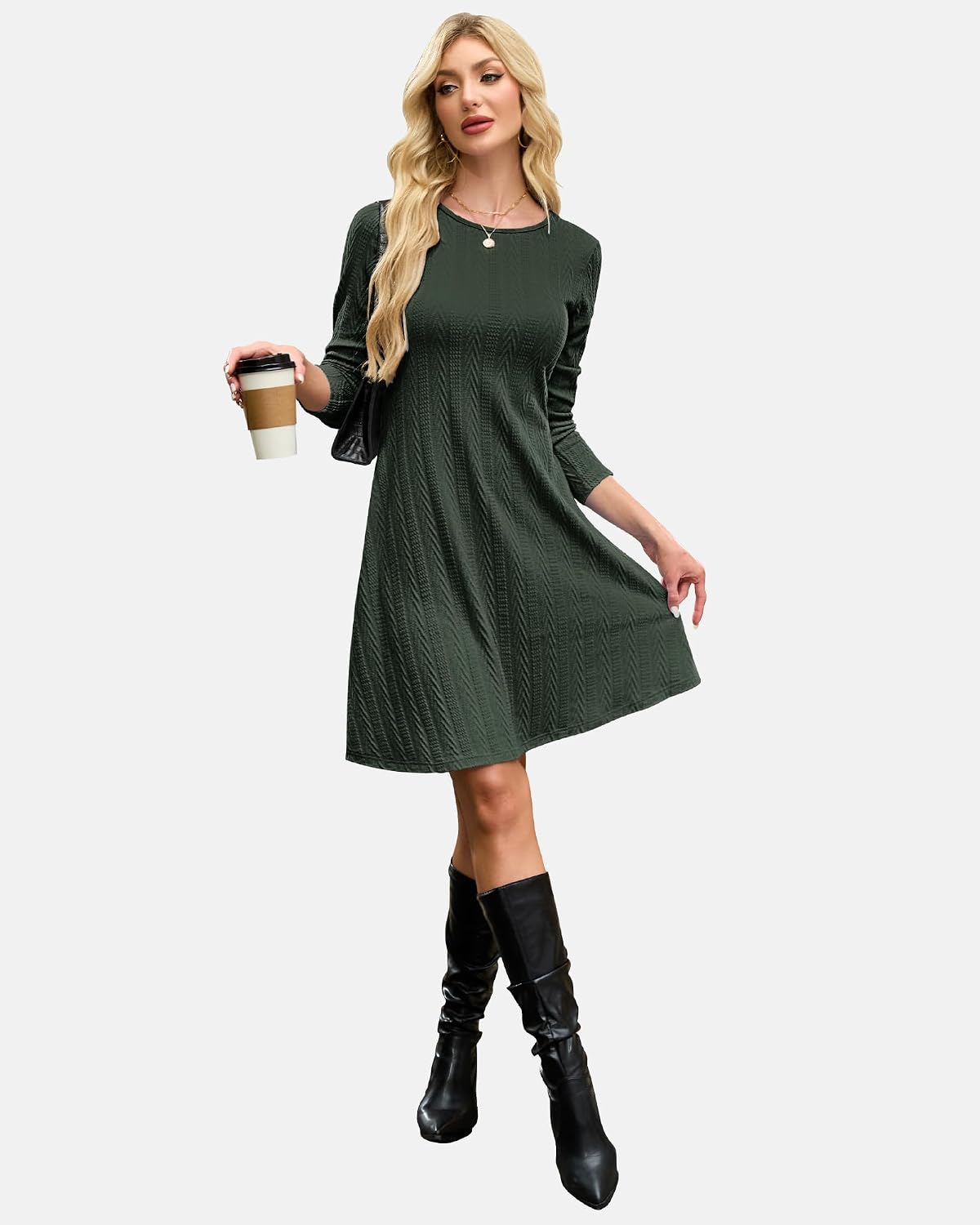 Thumbnail 4 de AUSELILY Herbst Strickkleid Damen