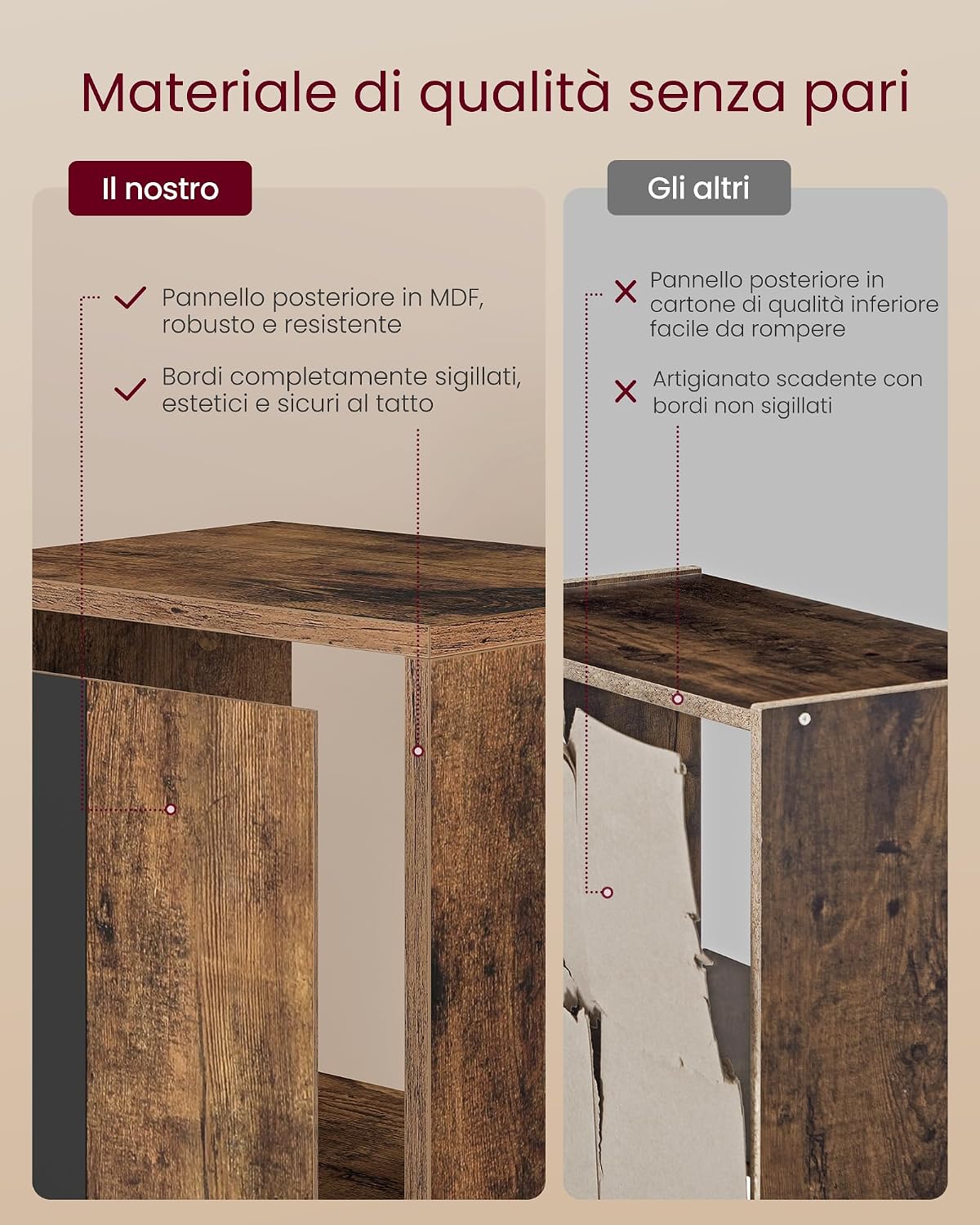 Detalle 2 de VASAGLE Libreria a 4 Ripiani LBC434K01 – Marrone Vintage