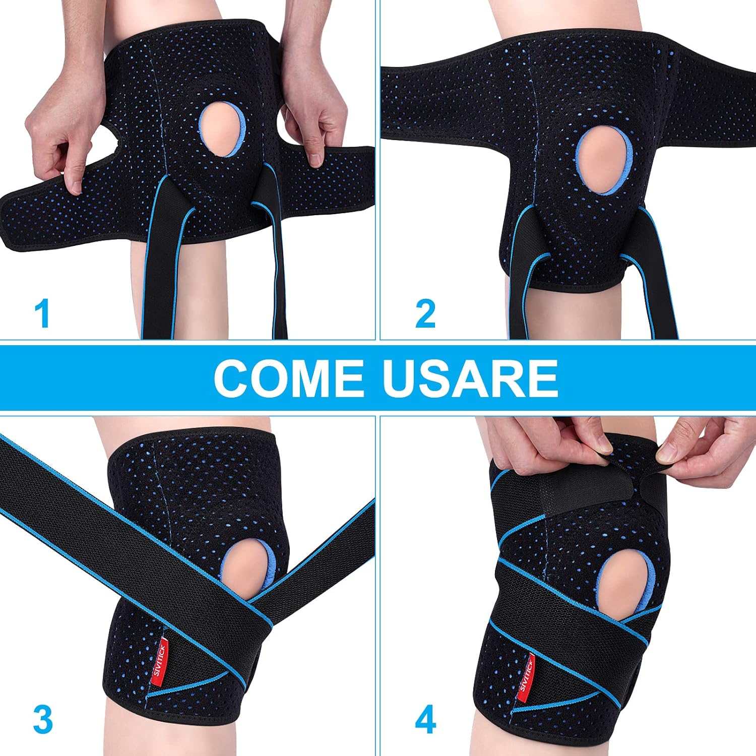 Thumbnail 5 de SIVITICK tutore ginocchio con stabilizzatori laterali e supporto rotulea regolabile in neoprene (1 pezzo)