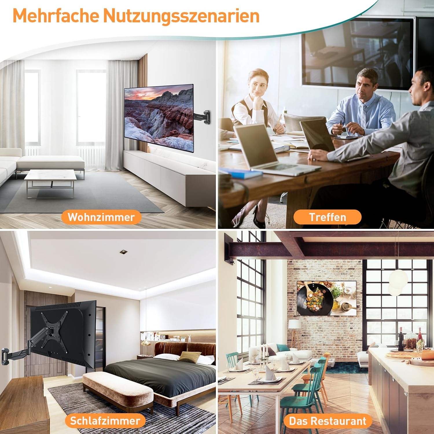 Thumbnail 5 de ELIVED EV031 TV Wandhalterung Höhenverstellbar für 23–55 Zoll, bis 30 kg, VESA 100×100 bis 400×400, Neig- und Schwenkarm