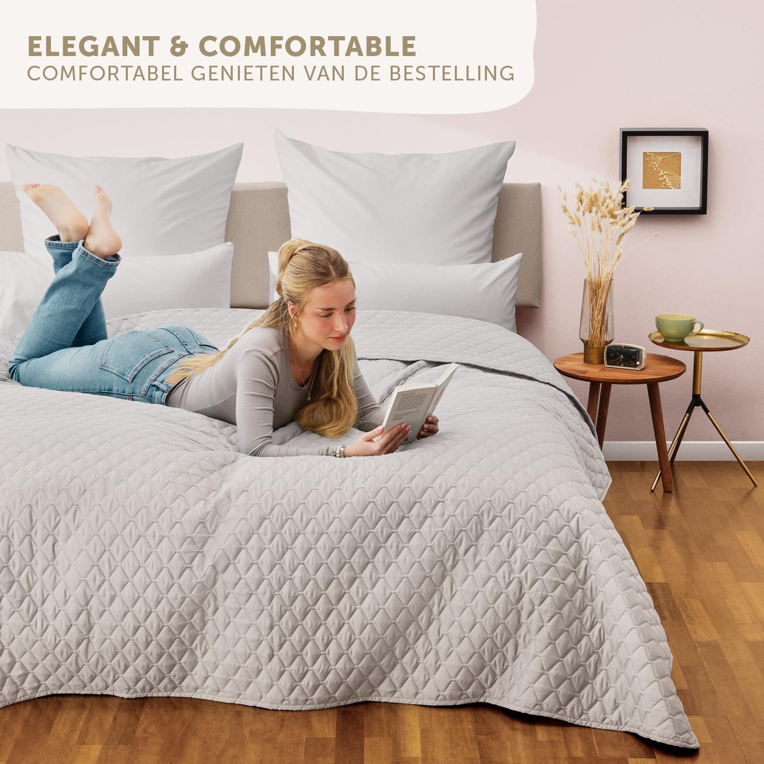 Thumbnail 6 de Blumtal EB0257 bedsprei 220 x 240 cm, lichtgrijs polyester