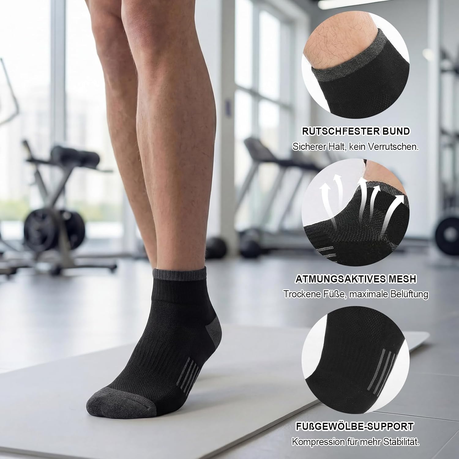 Thumbnail 4 de Quoboquo Socquettes homme bicolores respirantes en coton (lot 1 ou 6 paires), 39-46