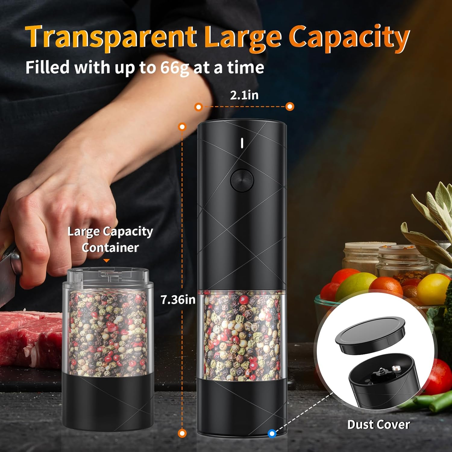 Thumbnail 4 de Lidaop 2Pack Electric Salt & Pepper Grinder Set