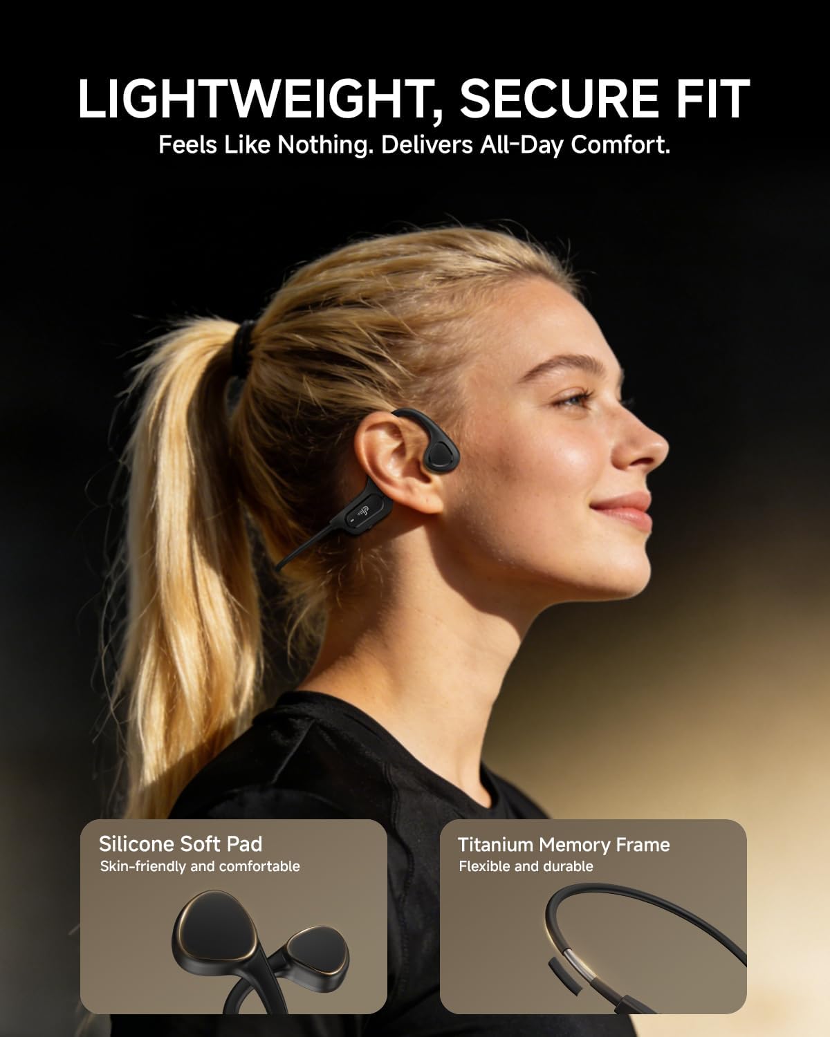 Detalle de PSIER Bone Conduction Headphones (2026 Upgrade) Open Ear BT 6.0