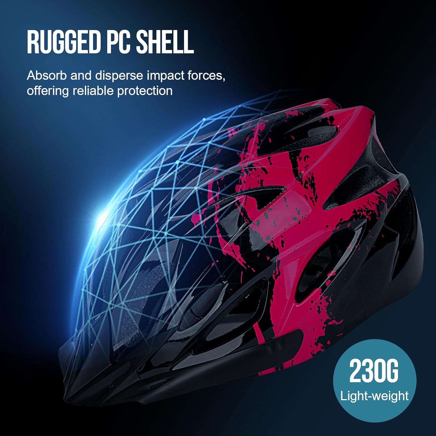 Thumbnail 1 de Cycle Helmet Adults: Lightweight, LED-Backed Bike Helmet with Adjustable Fit (57–62cm) for Men & Women