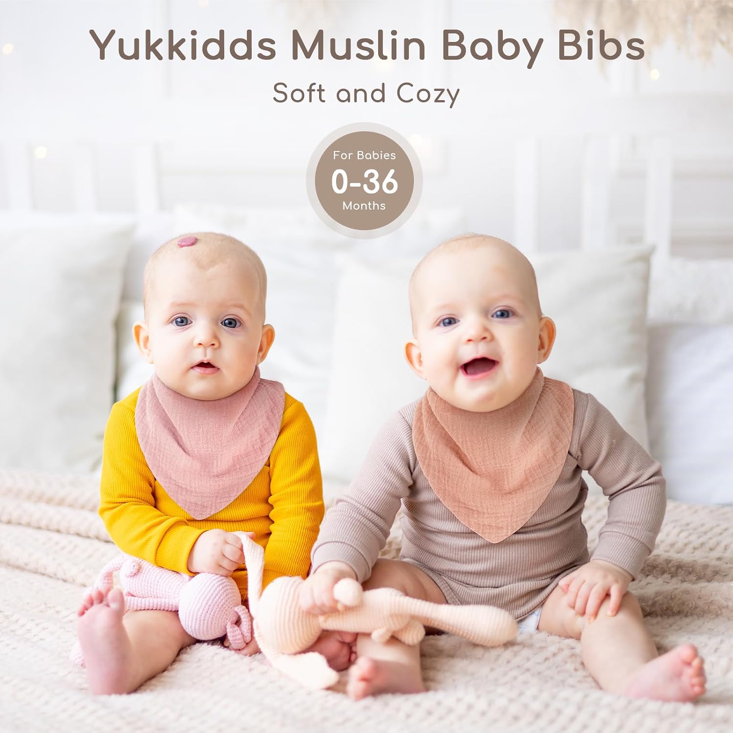 Thumbnail 1 de Yukkidds 100% Muslin Cotton Dribble Bibs – 6 Pack, Pink Floral (0–36 Months)
