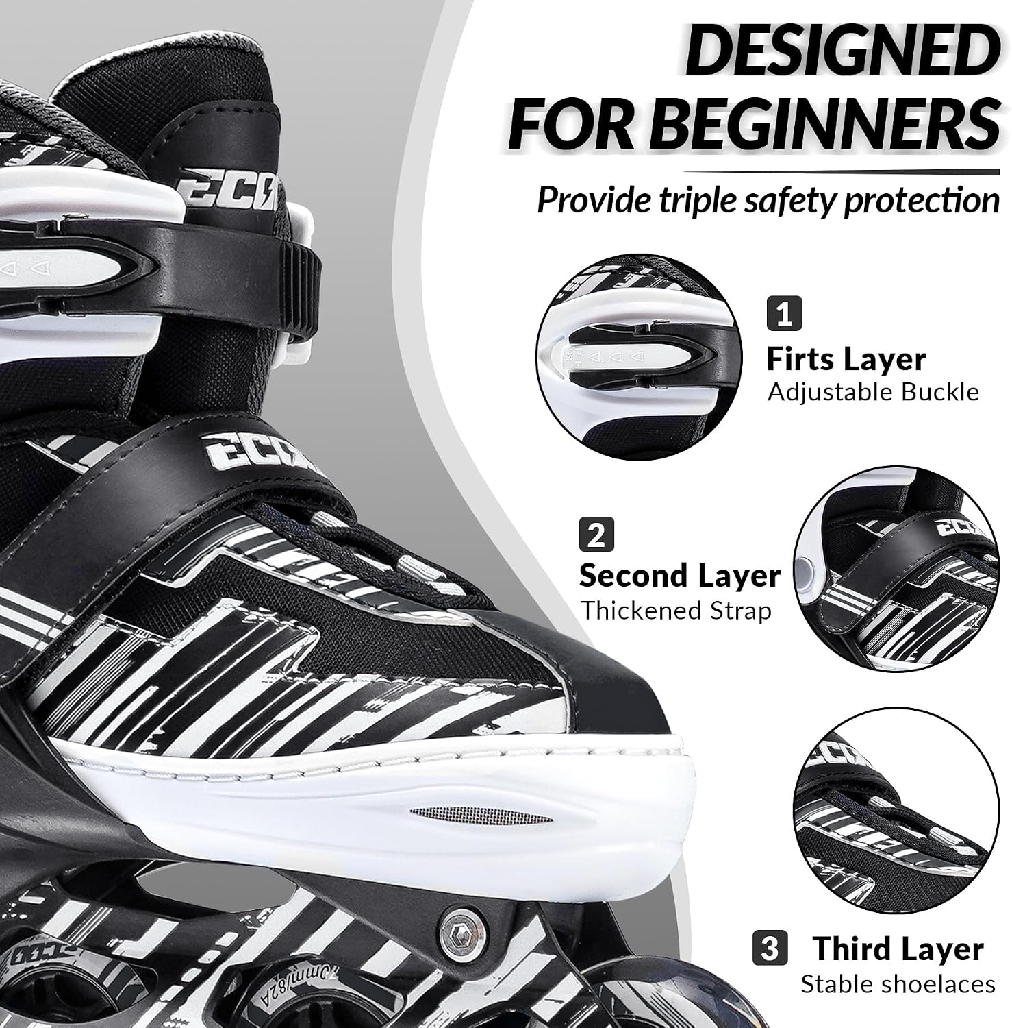 Detalle 1 de ECOO Kids' Adjustable Inline Skates