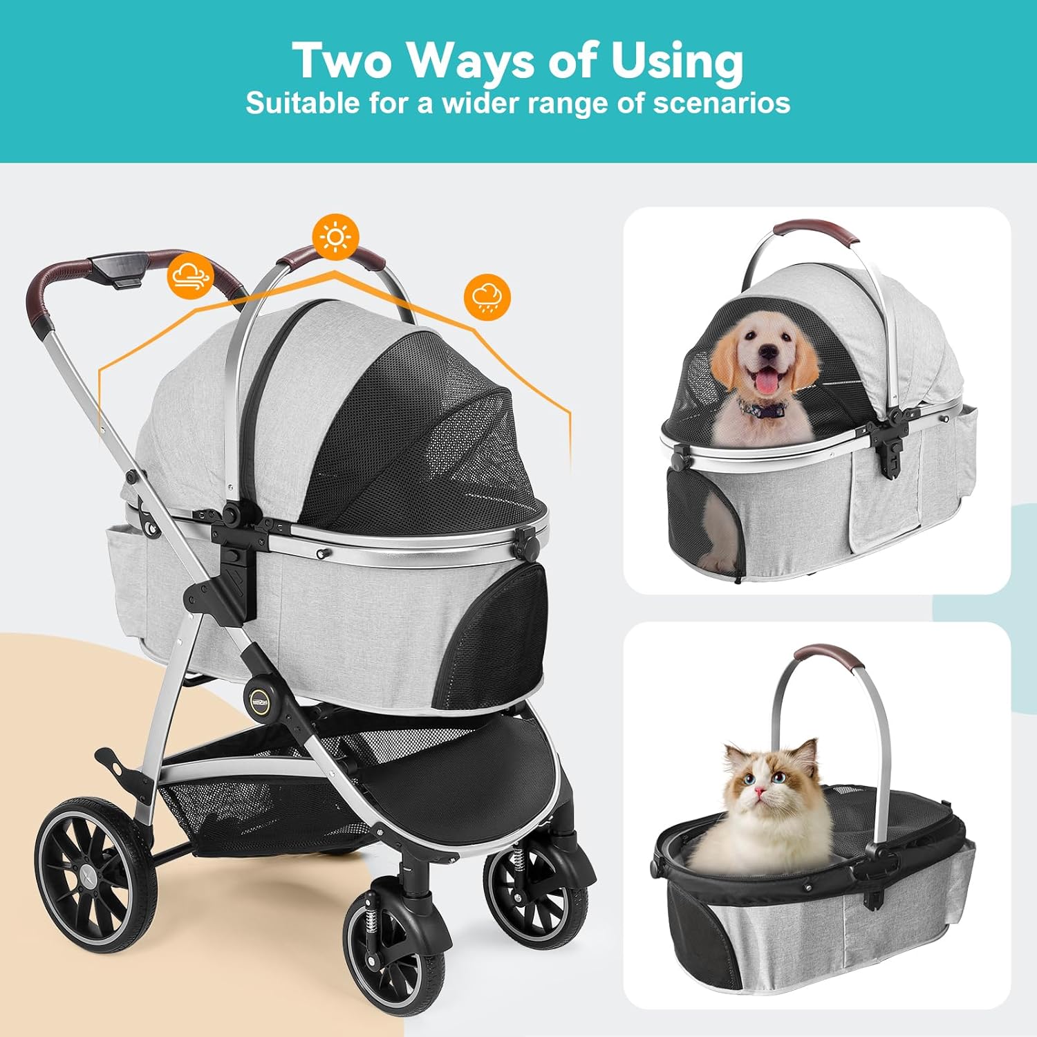 Thumbnail 5 de DAISTERN Passeggino per cani 4 in 1 fino 25 kg