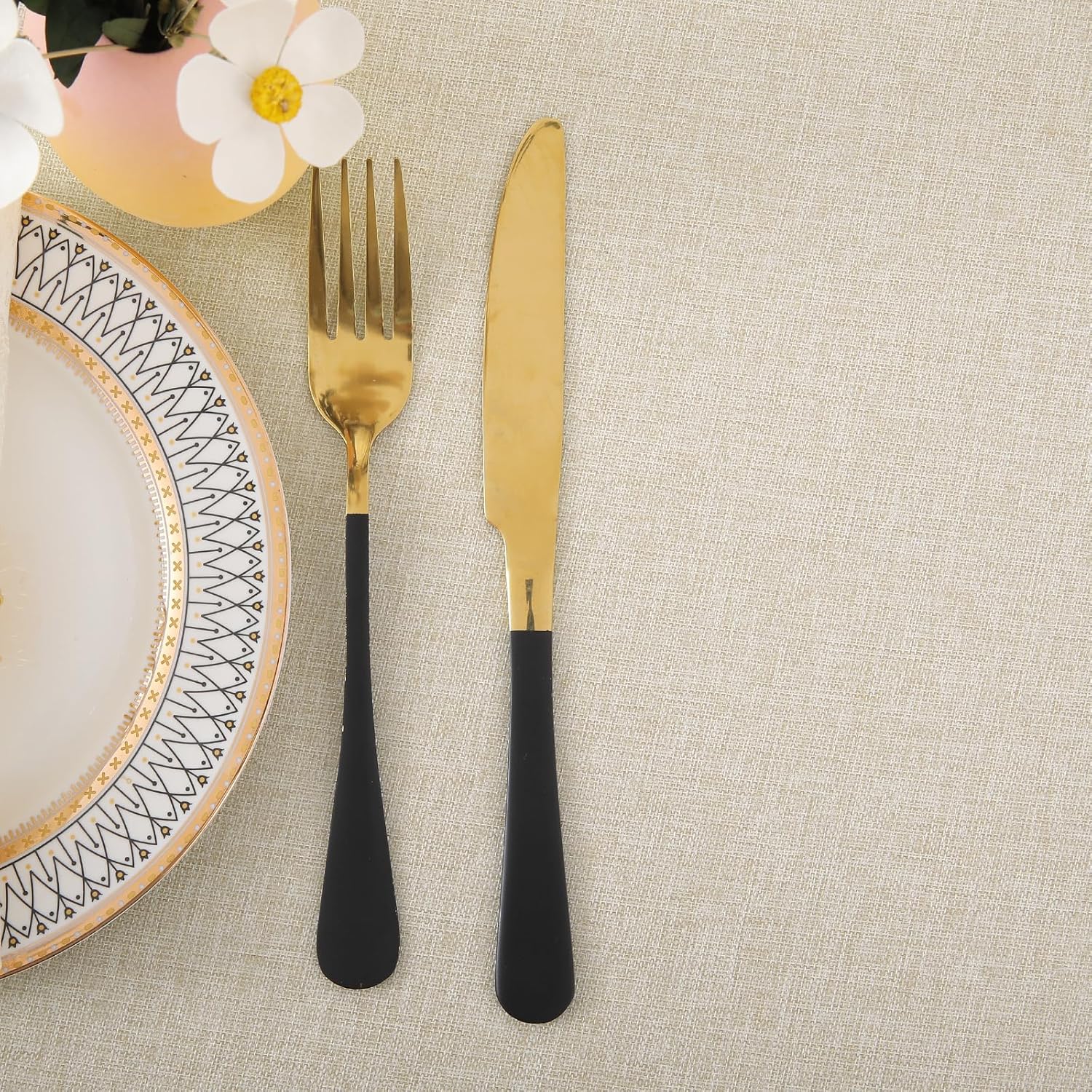 Thumbnail 4 de Homaxy Leinenoptik Tischdecke mit Lotuseffekt, eckig 140 x 240 cm (beige) – abwaschbar & wasserabweisend