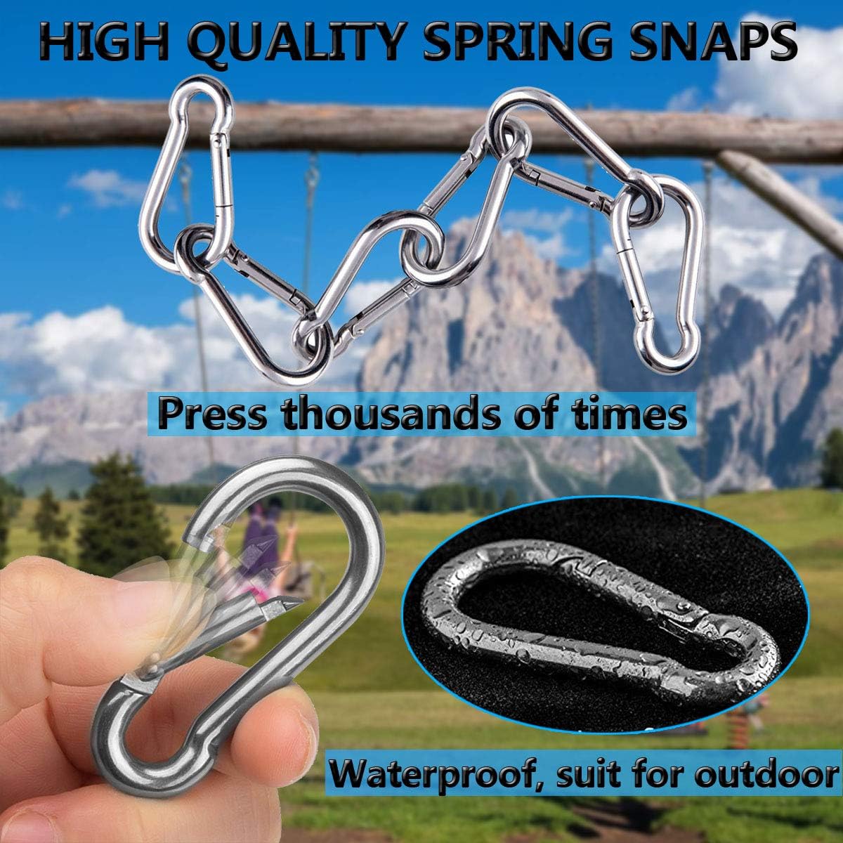 Thumbnail 5 de Ekunbuy Spring Snap Hooks in 304 stainless steel (M8) heavy-duty rope connector clips