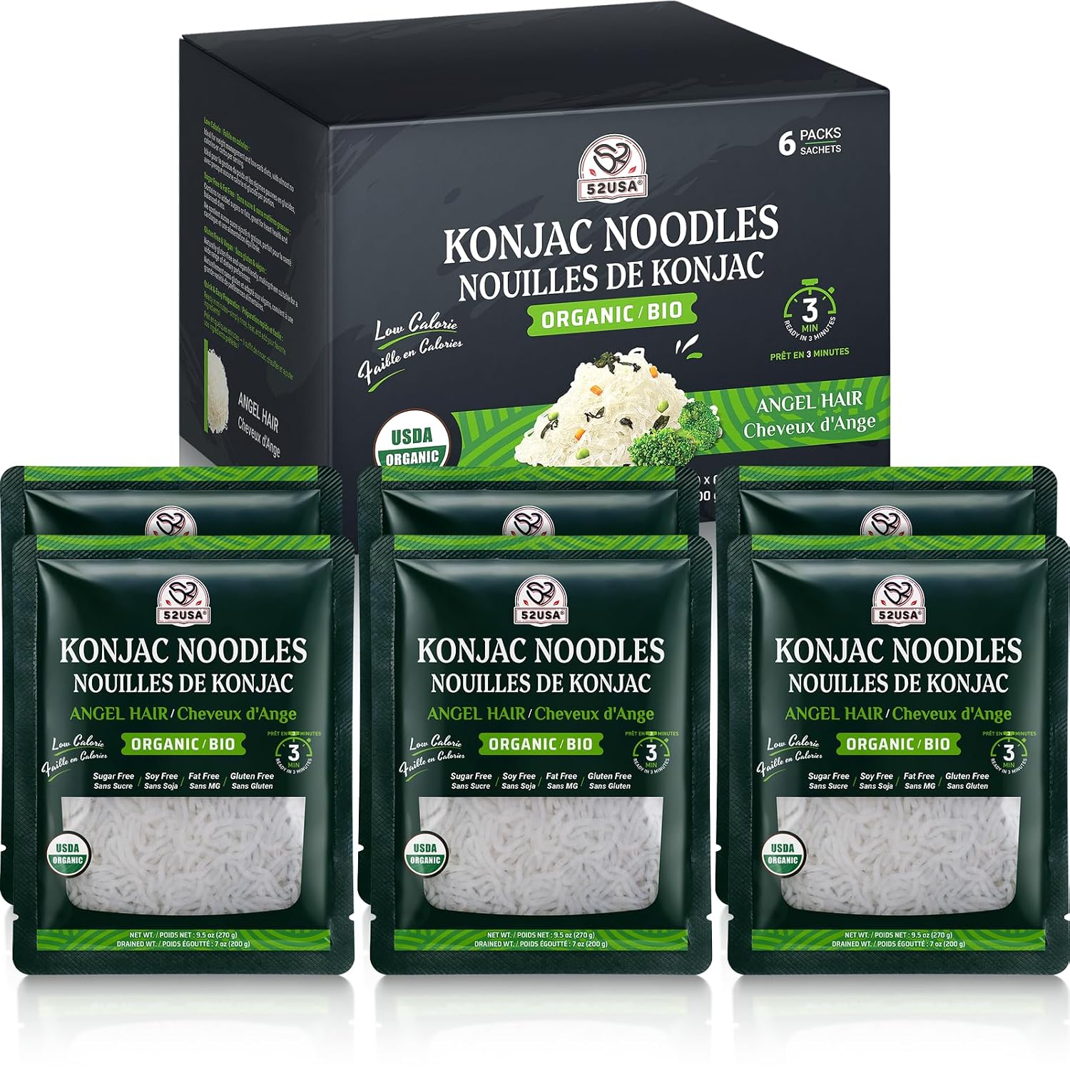 Detalle de 52USA SOE-KNA-006-668 USDA Organic Konjac Angel Hair Noodles, Ready-to-Eat