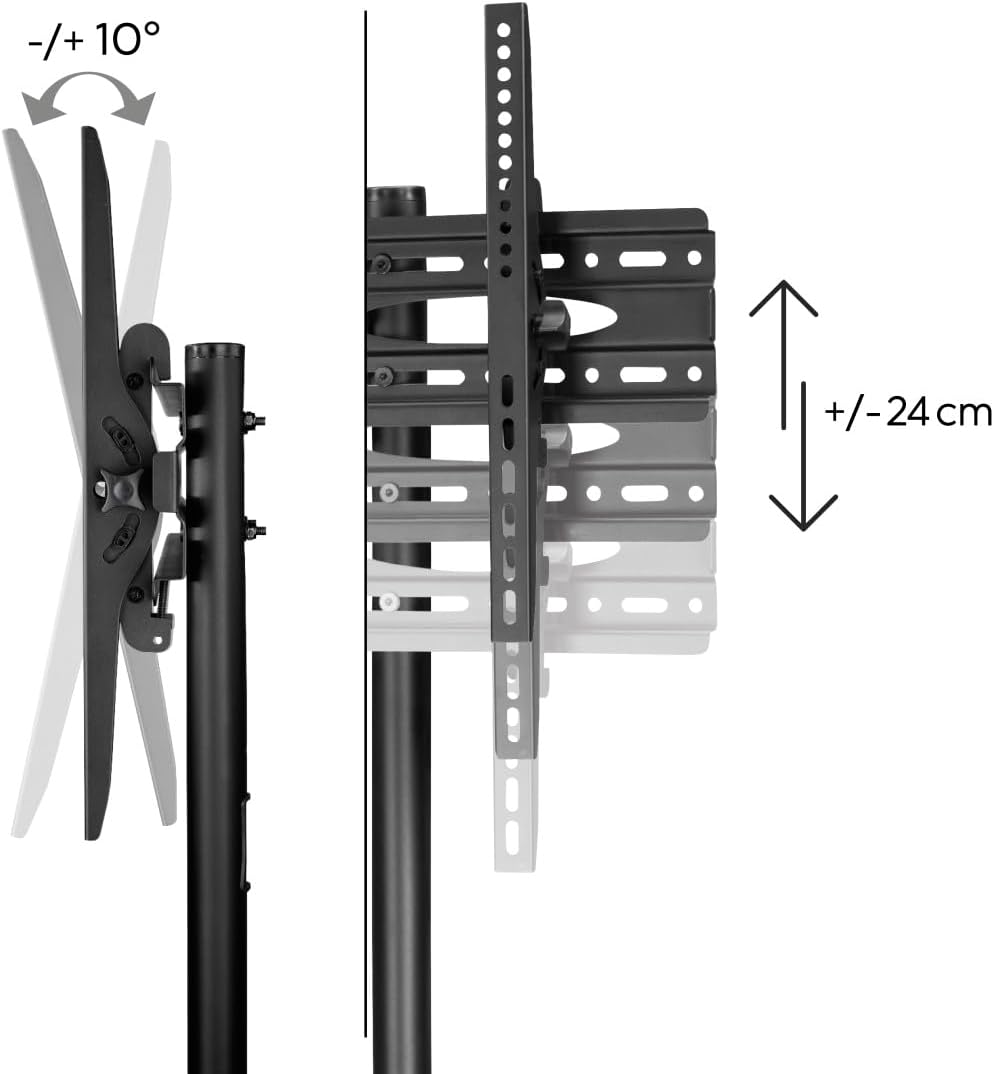 Thumbnail 2 de Hama TV-Ständer rollbar für 32–75 Zoll (TV-Wagen/Trolley) mit höhenverstellbarer Halterung und Rollen
