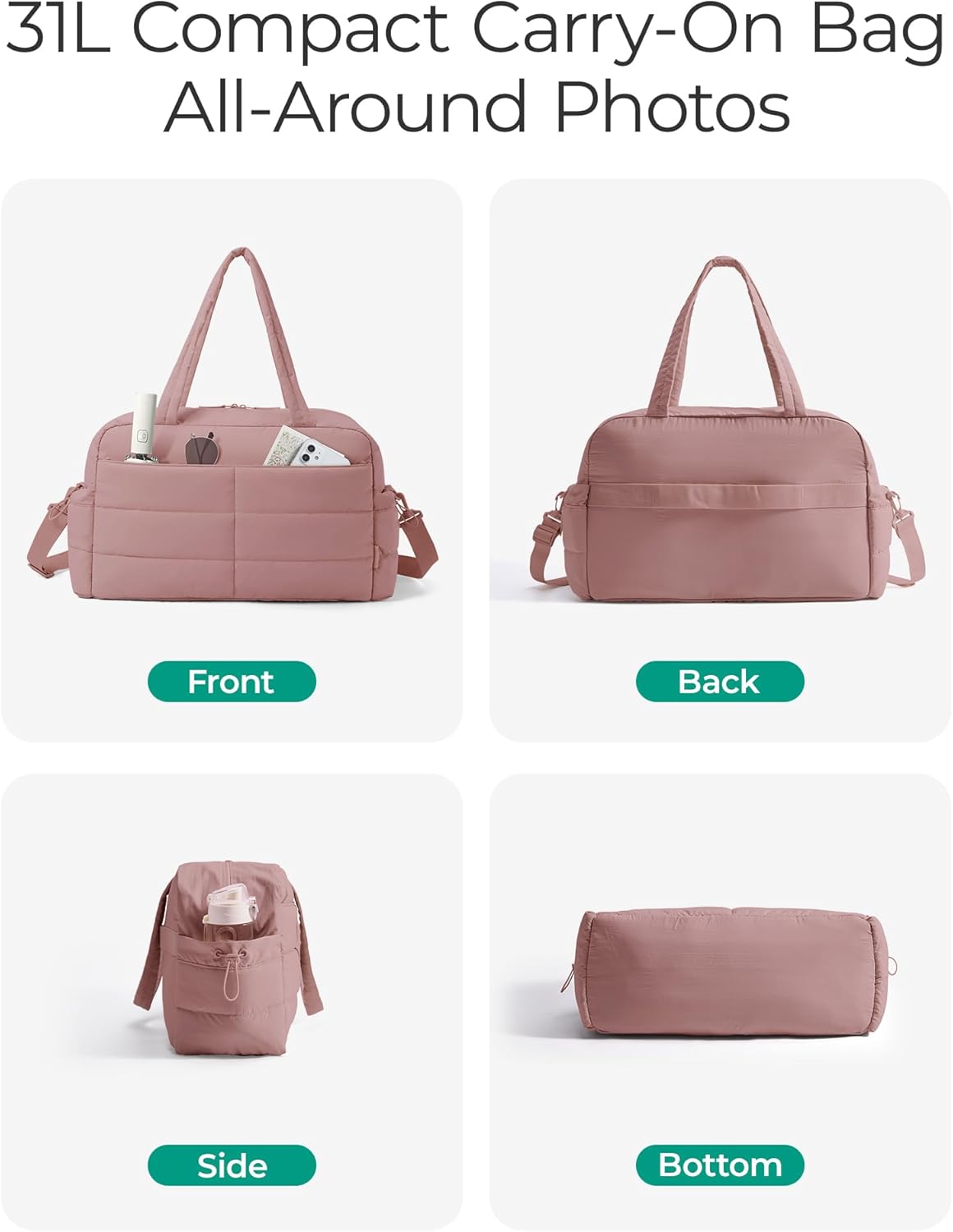 Thumbnail 2 de bagsmart Reisetasche Sporttasche Damen 31L – wasserabweisend, 42×20×37 cm, verstellbarer Gurt, Kosmetiktasche & Légeres Taslon